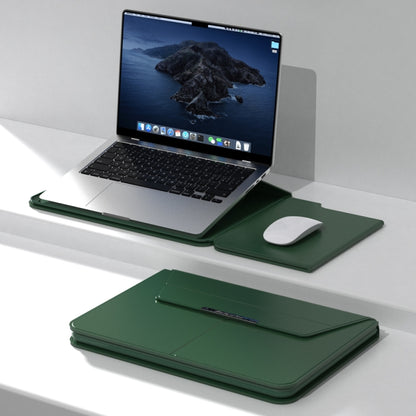 Multifunctional Laptop PU Magnetic Stand Split Liner Bag with Mouse Pad Function, Size:15 inch(Dark Green) - 15 inch by buy2fix | Online Shopping UK | buy2fix