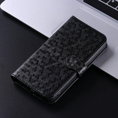 For iPhone 16 Honeycomb Dot Texture Leather Phone Case(Black) - iPhone 16 Cases by buy2fix | Online Shopping UK | buy2fix