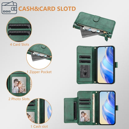 For iPhone 16 Pro Multi-Card Slots Zipper Wallet Leather Phone Case(Green) - iPhone 16 Pro Cases by buy2fix | Online Shopping UK | buy2fix