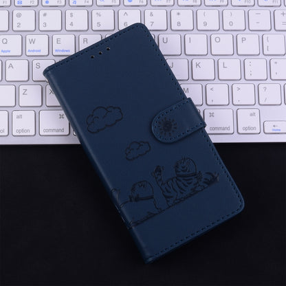 For iPhone 16 Pro Max Cute Cats RFID Leather Phone Case(Blue) - iPhone 16 Pro Max Cases by buy2fix | Online Shopping UK | buy2fix