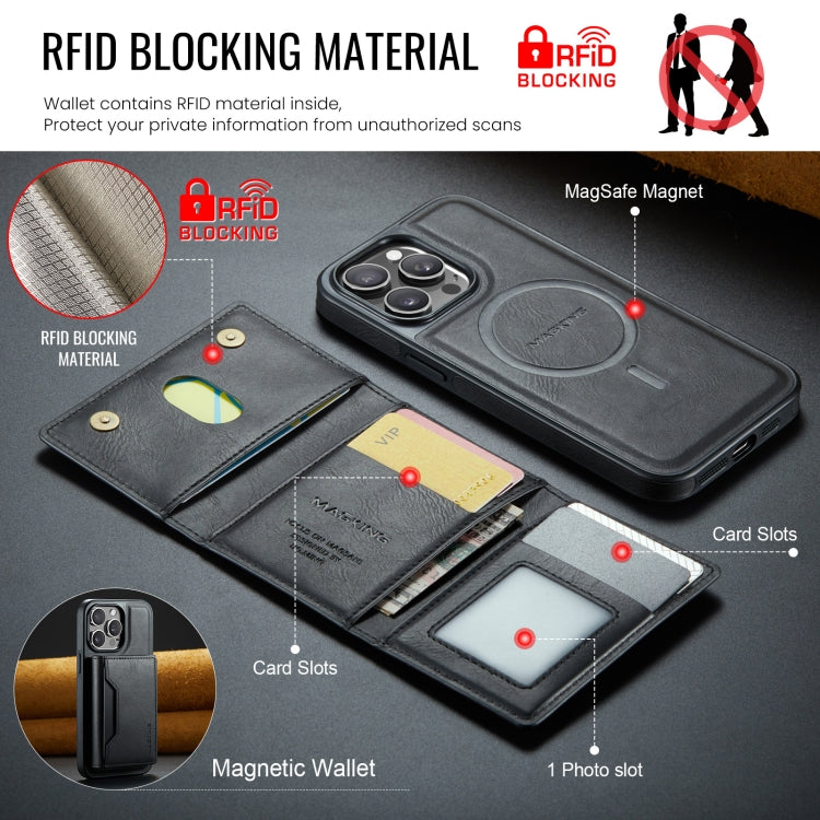 For iPhone 13 Pro Max DG.MING MAGKING-K2 Series MagSafe RFID Card Bag Detachable Phone Case(Black) - iPhone 13 Pro Max Cases by DG.MING | Online Shopping UK | buy2fix