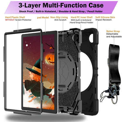 For Samsung Galaxy Tab A8 Bat Hand Grip Turntable Stand Tablet Case(Black) - Other Galaxy Tab PC by buy2fix | Online Shopping UK | buy2fix