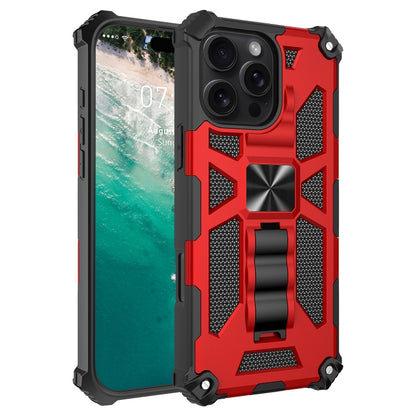 For iPhone 16 Pro Max Armor Shockproof TPU Hybrid PC Magnetic Phone Case with Holder(Red) - iPhone 16 Pro Max Cases by buy2fix | Online Shopping UK | buy2fix