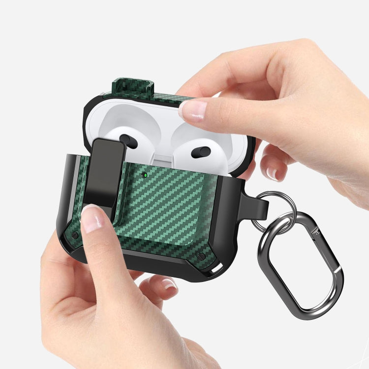 For AirPods 4 Bumblebee Carbon Fiber Shockproof Protective Case with Switch(White) - For AirPods 4 by buy2fix | Online Shopping UK | buy2fix