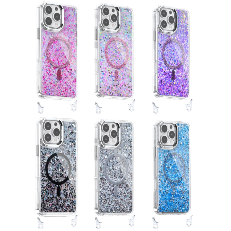 For iPhone 16 Pro Epoxy Glitter MagSafe Magnetic TPU Phone Case(Pink) - iPhone 16 Pro Cases by buy2fix | Online Shopping UK | buy2fix