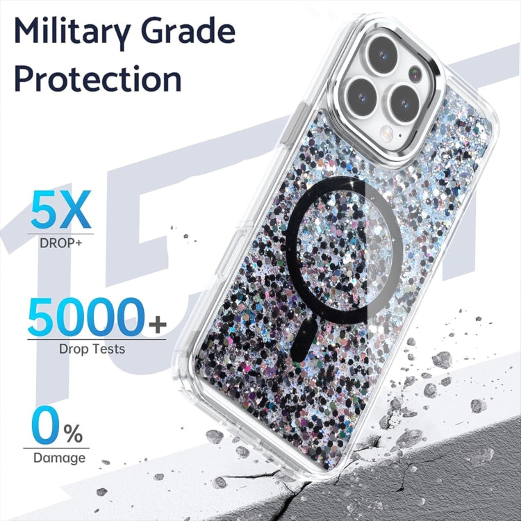 For iPhone 16 Plus Epoxy Glitter MagSafe Magnetic TPU Phone Case(Blue) - iPhone 16 Plus Cases by buy2fix | Online Shopping UK | buy2fix