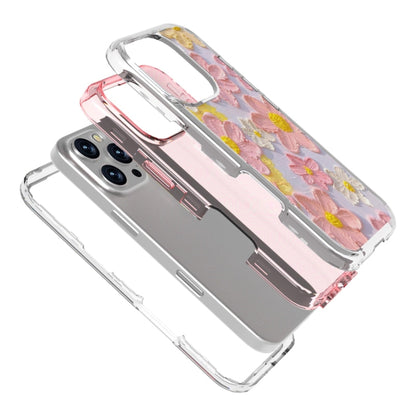 For iPhone 16 Pro Max Small Fresh Sticker PC + TPU Shockproof Phone Case(Pink Flower) - iPhone 16 Pro Max Cases by buy2fix | Online Shopping UK | buy2fix