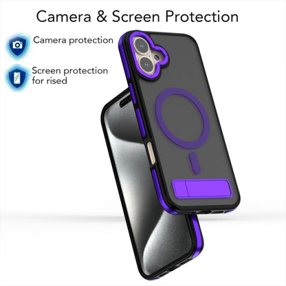 For iPhone 16 Plus Dual-Color Skin Feel Magsafe Phone Case with Holder(Purple) - iPhone 16 Plus Cases by buy2fix | Online Shopping UK | buy2fix