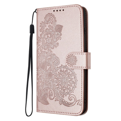 For Samsung Galaxy S25 5G Datura Flower Embossed Flip Leather Phone Case(Rose Gold) - Galaxy S25 5G Cases by buy2fix | Online Shopping UK | buy2fix