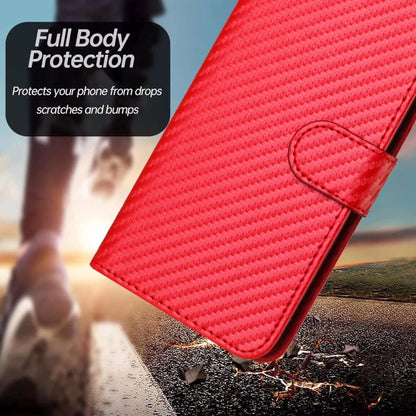 For Samsung Galaxy S25+ 5G YX0070 Carbon Fiber Buckle Leather Phone Case with Lanyard(Red) - Galaxy S25+ 5G Cases by buy2fix | Online Shopping UK | buy2fix