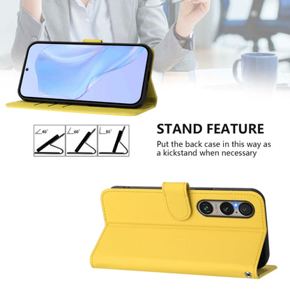 For Sony Xperia 1 VI 2024 Skin Feel Solid Color Leather Phone Case with Lanyard(Lemon Yellow) - Sony Cases by buy2fix | Online Shopping UK | buy2fix