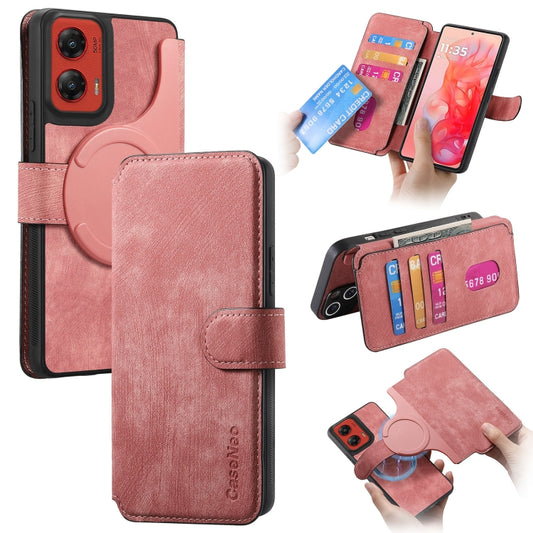 For Motorola Moto G Stylus 5G 2024 CaseNeo MagSafe RFID Anti-theft Retro Leather Phone Case(Pink) - Motorola Cases by CaseNeo | Online Shopping UK | buy2fix