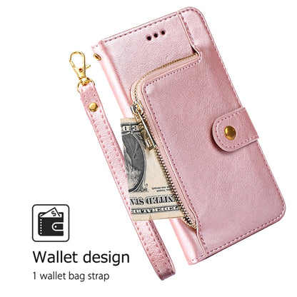 For iPhone 16 Pro Zipper Bag Leather Phone Case(Rose Gold) - iPhone 16 Pro Cases by buy2fix | Online Shopping UK | buy2fix