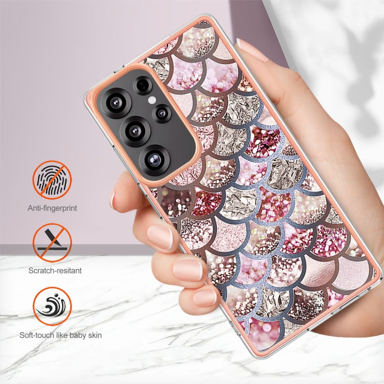 For Samsung Galaxy S25 Ultra 5G Electroplating IMD TPU Phone Case(Pink Scales) - Galaxy S25 Ultra 5G Cases by buy2fix | Online Shopping UK | buy2fix