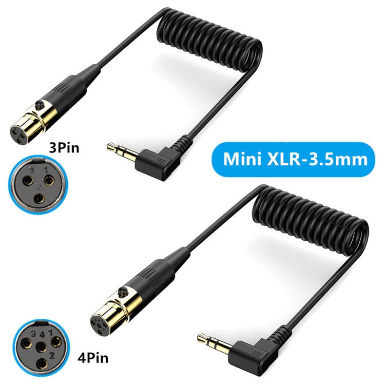 Mini 3 Pin XLR Female to 3.5mm TRS PC Camera Microphone Coiled Stereo Audio Adapter Cable, Length: 0.5m(Black) - Microphone Audio Cable & Connector by buy2fix | Online Shopping UK | buy2fix