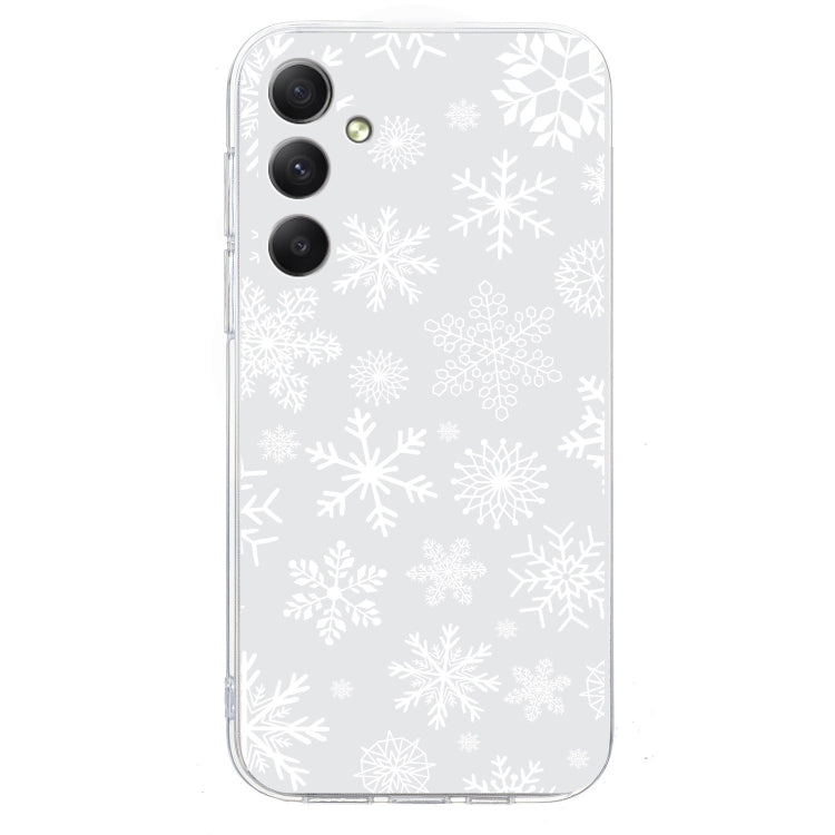 For Samsung Galaxy S25 5G Christmas Painted Pattern TPU Transparent Phone Case(Snowflakes) - Galaxy S25 5G Cases by buy2fix | Online Shopping UK | buy2fix