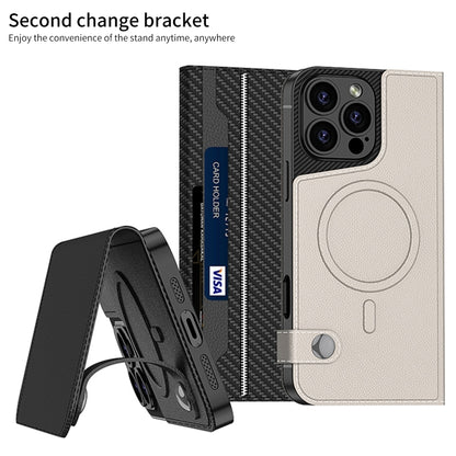 For iPhone 16 Pro GKK Detachable Flip Leather MagSafe Phone Case(Carbon Fiber) - iPhone 16 Pro Cases by GKK | Online Shopping UK | buy2fix