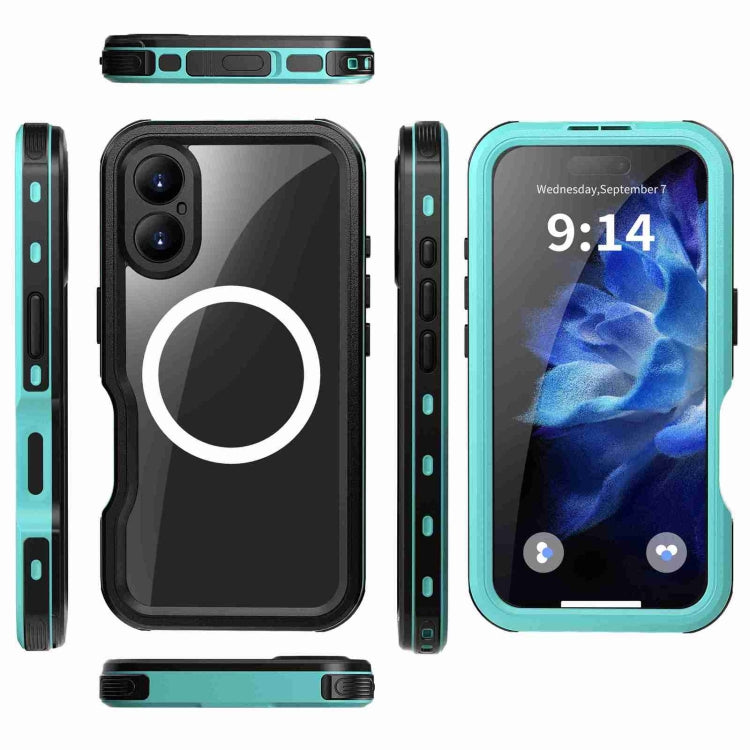 For iPhone 16 RedPepper IP68 Waterproof Triple-proof MagSafe Phone Case(Black Blue) - iPhone 16 Cases by RedPepper | Online Shopping UK | buy2fix