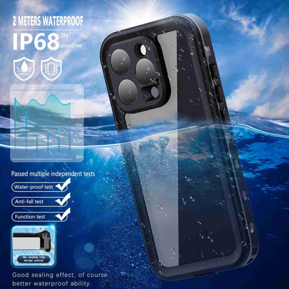 For iPhone 16 Pro Max RedPepper Transparent Dot IP68 Waterproof Triple-proof Phone Case(Black Dark Grey) - iPhone 16 Pro Max Cases by RedPepper | Online Shopping UK | buy2fix