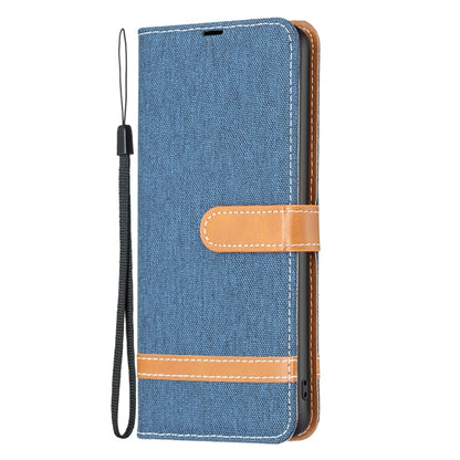 For Samsung Galaxy S25+ 5G Color Block Denim Texture Leather Phone Case(Dark Blue) - Galaxy S25+ 5G Cases by buy2fix | Online Shopping UK | buy2fix