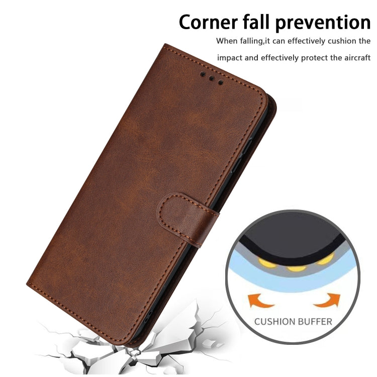 For Samsung Galaxy S25 / S24 5G Solid Calf Texture Flip Leather Phone Case(Brown) - Galaxy S25 5G Cases by buy2fix | Online Shopping UK | buy2fix