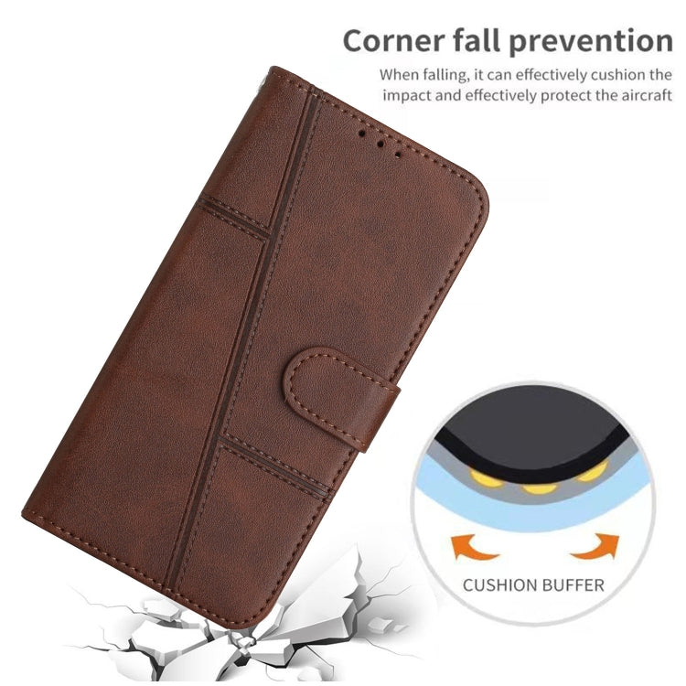 For Samsung Galaxy S25 / S24 5G Stitching Calf Texture Buckle Leather Phone Case(Brown) - Galaxy S25 5G Cases by buy2fix | Online Shopping UK | buy2fix