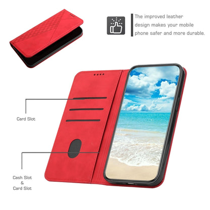 For Samsung Galaxy S25 / S24 5G Diamond Splicing Skin Feel Magnetic Leather Phone Case(Red) - Galaxy S25 5G Cases by buy2fix | Online Shopping UK | buy2fix