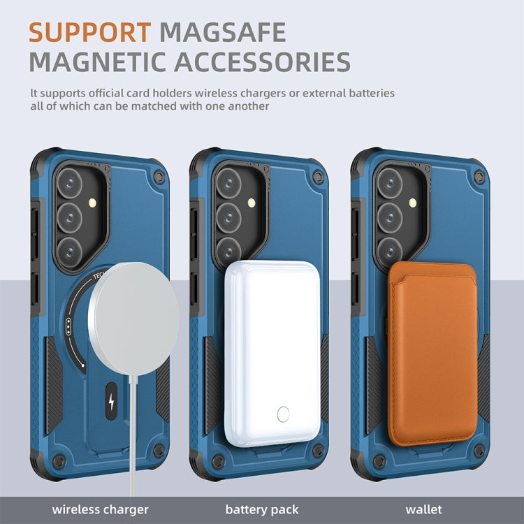 For Samsung Galaxy S24+ 5G / S25+ 5G Armor MagSafe Holder PC Hybrid TPU Phone Case(Dark Blue) - Galaxy S25+ 5G Cases by buy2fix | Online Shopping UK | buy2fix