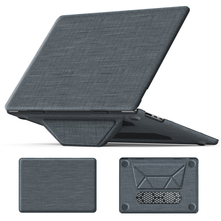 For MacBook Air 15.3 inch A3114 / A2941 Fabric Magnetic Holder Laptop Protective Case(Grey) - MacBook Air Cases by buy2fix | Online Shopping UK | buy2fix