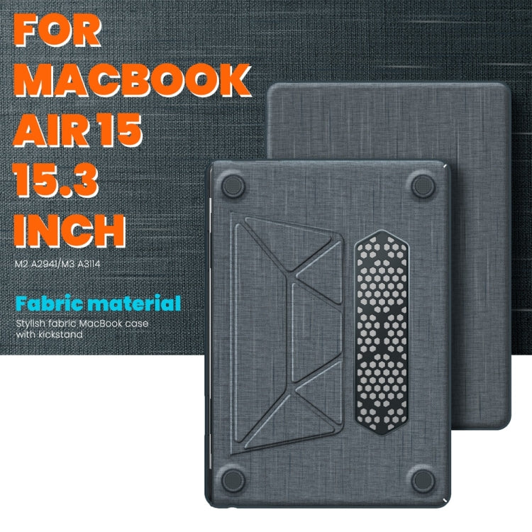 For MacBook Air 15.3 inch A3114 / A2941 Fabric Magnetic Holder Laptop Protective Case(Grey) - MacBook Air Cases by buy2fix | Online Shopping UK | buy2fix