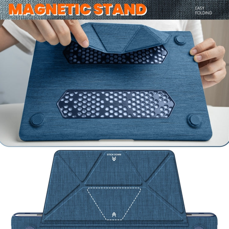 For MacBook Air 13.3 inch A2337 Fabric Magnetic Holder Laptop Protective Case(Navy Blue) - MacBook Air Cases by buy2fix | Online Shopping UK | buy2fix