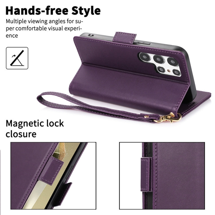 For Samsung Galaxy S25 Ultra 5G Side Buckle RFID Anti-theft Leather Phone Case(Dark Purple) - Galaxy S25 Ultra 5G Cases by buy2fix | Online Shopping UK | buy2fix