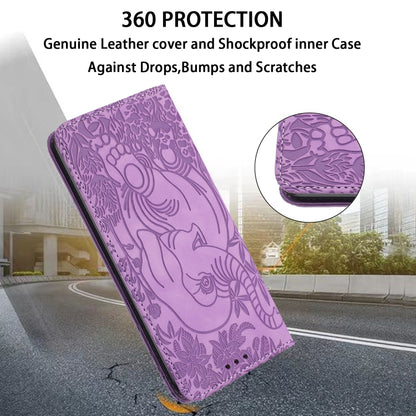 For Samsung Galaxy S25+ 5G Retro Elephant Embossed Leather Phone Case(Purple) - Galaxy S25+ 5G Cases by buy2fix | Online Shopping UK | buy2fix