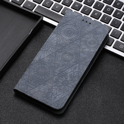 For Samsung Galaxy S25 Ultra 5G Ethnic Embossed Adsorption Leather Phone Case(Grey) - Galaxy S25 Ultra 5G Cases by buy2fix | Online Shopping UK | buy2fix