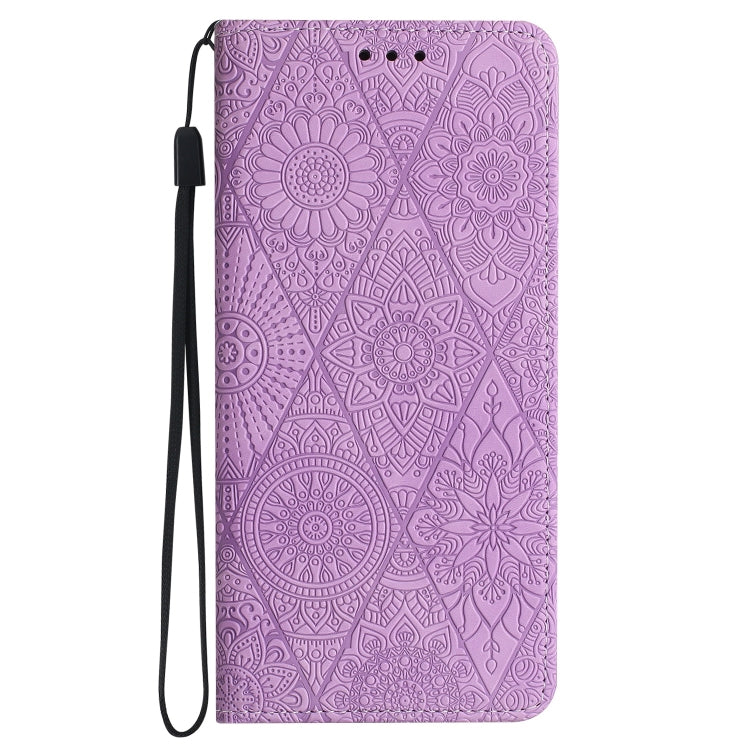 For Samsung Galaxy S25 5G Ethnic Embossed Adsorption Leather Phone Case(Purple) - Galaxy S25 5G Cases by buy2fix | Online Shopping UK | buy2fix