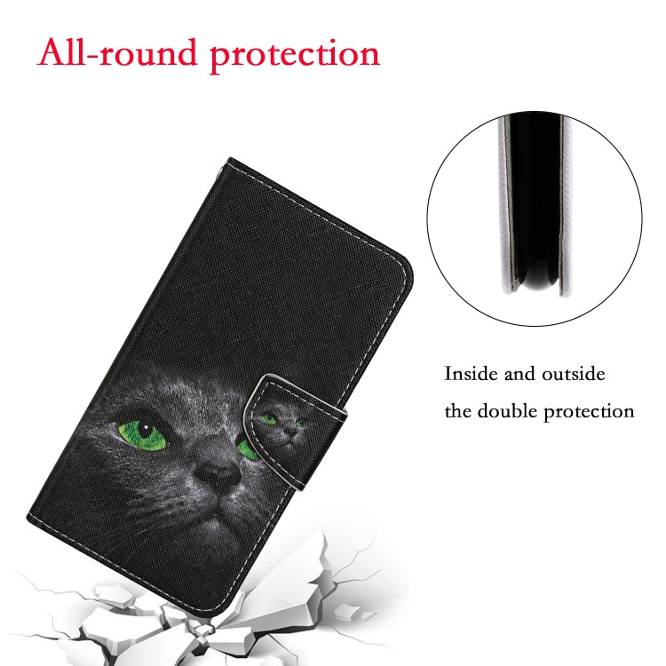 For Samsung Galaxy S25 5G Colored Drawing Pattern Leather Phone Case(Black Cat) - Galaxy S25 5G Cases by buy2fix | Online Shopping UK | buy2fix