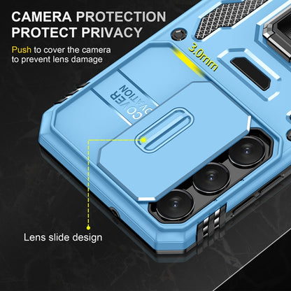 For Samsung Galaxy S25 5G Armor PC Hybrid TPU Camera Shield Phone Case(Light Blue) - Galaxy S25 5G Cases by buy2fix | Online Shopping UK | buy2fix