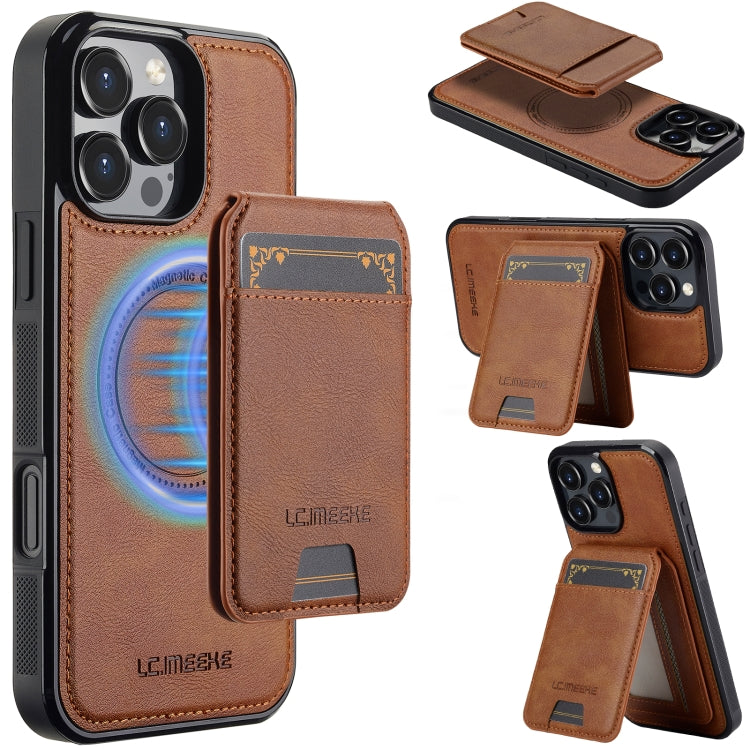 For iPhone 16 Pro LC.IMEEKE L3 Series Detachable RFID Card Bag Magsafe Phone Case(Brown) - iPhone 16 Pro Cases by LC.IMEEKE | Online Shopping UK | buy2fix