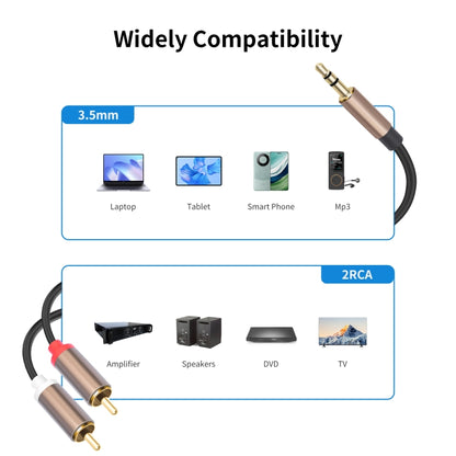 3.5mm Male to 2 RCA Male Audio Cable Amplifier Connector, Length:2m(Black Grey) - RCA Cable by buy2fix | Online Shopping UK | buy2fix