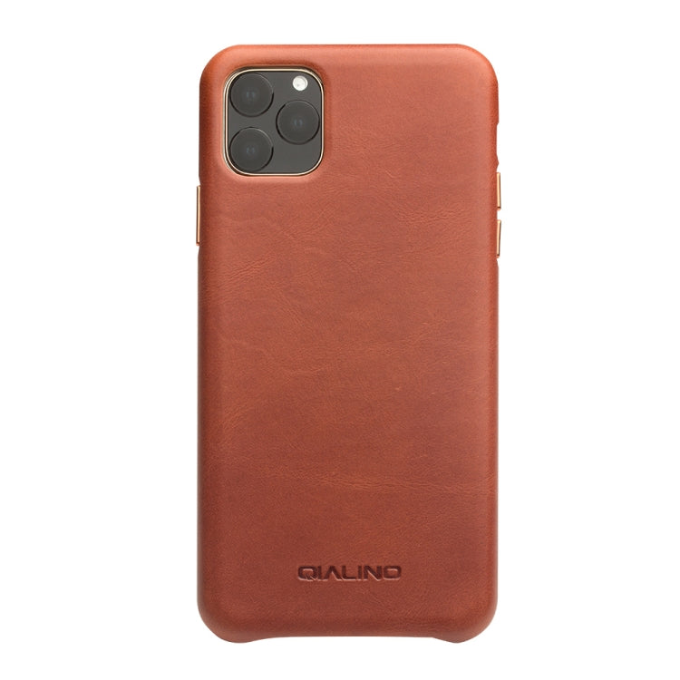 For iPhone 11 Pro QIALINO Shockproof Cowhide Leather Protective Case(Light Brown) - iPhone 11 Pro Cases by QIALINO | Online Shopping UK | buy2fix