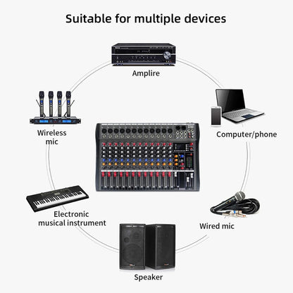 XTUGA CT120X 12-Channels Audio Mixer DJ Mixing Console with 48V Power Supply(EU Plug) - Live Sound Effects Processors by XTUGA | Online Shopping UK | buy2fix