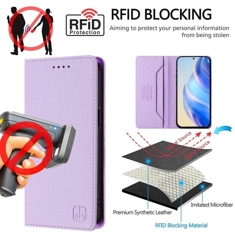 For Samsung Galaxy S25 Ultra 5G RC01 Dual-Folded Magnetic Suction RFID Leather Phone Case(Light Purple) - Galaxy S25 Ultra 5G Cases by buy2fix | Online Shopping UK | buy2fix