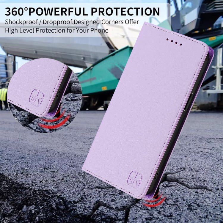 For Samsung Galaxy S25 Ultra 5G RC01 Dual-Folded Magnetic Suction RFID Leather Phone Case(Light Purple) - Galaxy S25 Ultra 5G Cases by buy2fix | Online Shopping UK | buy2fix