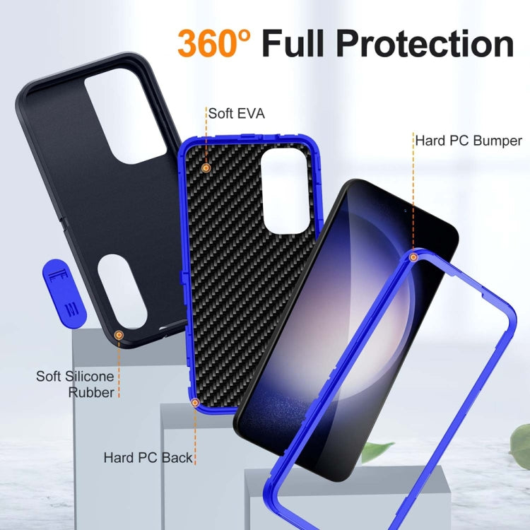 For Samsung Galaxy S24+ / S25+ 5G Rugged PC Hybrid Silicone Phone Case with Holder(Dark Blue+Royal Blue) - Galaxy S25+ 5G Cases by buy2fix | Online Shopping UK | buy2fix