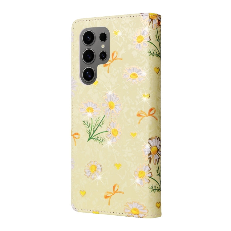 For Samsung Galaxy S25 Ultra 5G Bronzing Painting RFID Leather Phone Case(Yellow Daisy) - Galaxy S25 Ultra 5G Cases by buy2fix | Online Shopping UK | buy2fix