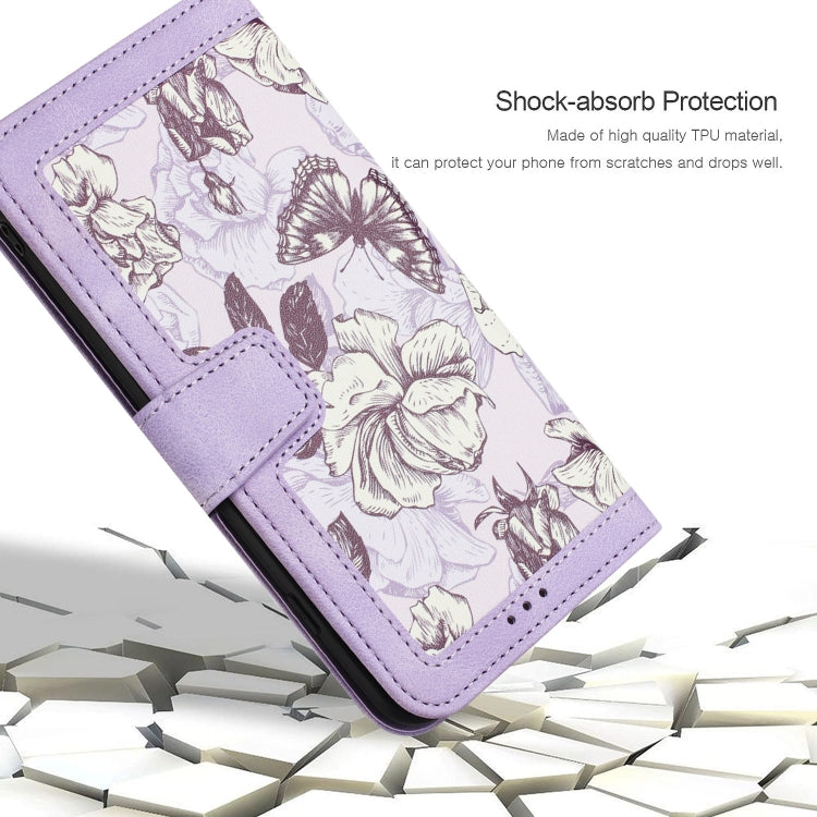 For Samsung Galaxy S25 5G Floral Pattern Leather Phone Case with Lanyard(Light Purple) - Galaxy S25 5G Cases by buy2fix | Online Shopping UK | buy2fix