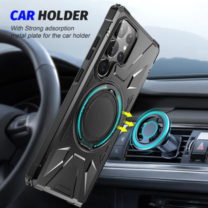 For Samsung Galaxy S25 Ultra 5G MagSafe Magnetic Shockproof Phone Case with Ring Holder(Black) - Galaxy S25 Ultra 5G Cases by buy2fix | Online Shopping UK | buy2fix