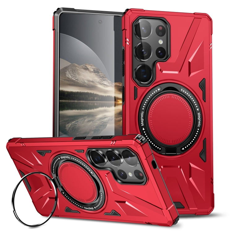 For Samsung Galaxy S25 Ultra 5G MagSafe Magnetic Shockproof Phone Case with Ring Holder(Red) - Galaxy S25 Ultra 5G Cases by buy2fix | Online Shopping UK | buy2fix