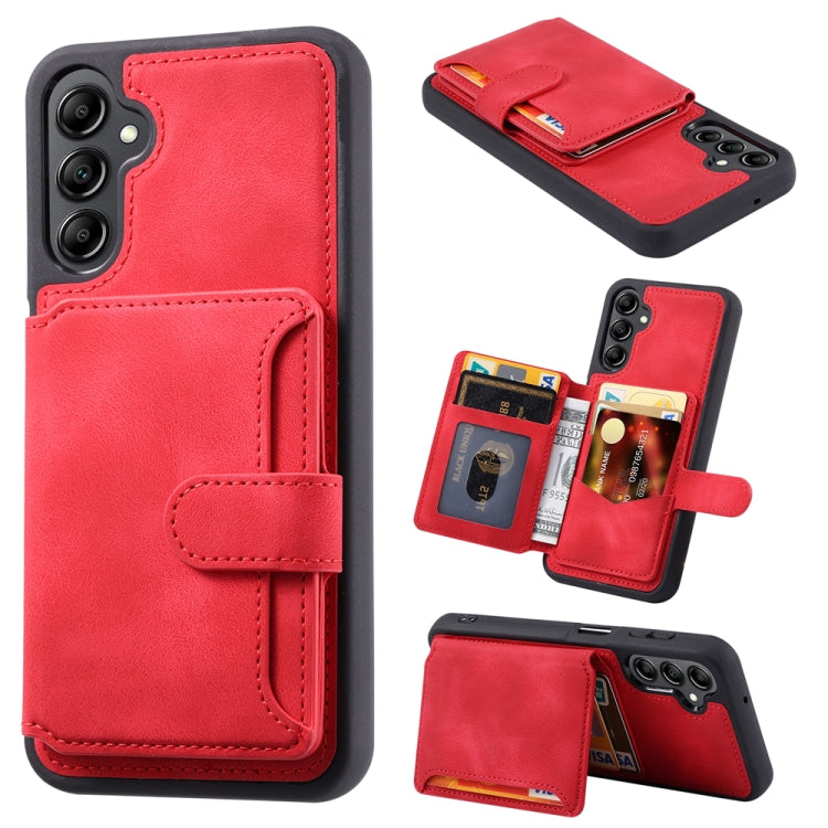 For Samsung Galaxy S25 5G Skin Feel Dream RFID Anti-theft PU Card Bag Phone Case(Red) - Galaxy S25 5G Cases by buy2fix | Online Shopping UK | buy2fix