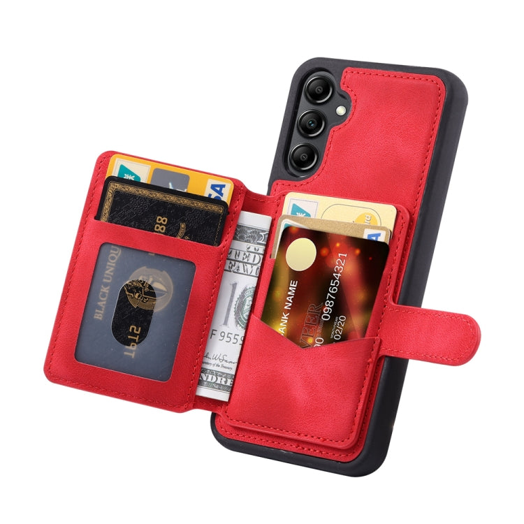 For Samsung Galaxy S25 5G Skin Feel Dream RFID Anti-theft PU Card Bag Phone Case(Red) - Galaxy S25 5G Cases by buy2fix | Online Shopping UK | buy2fix